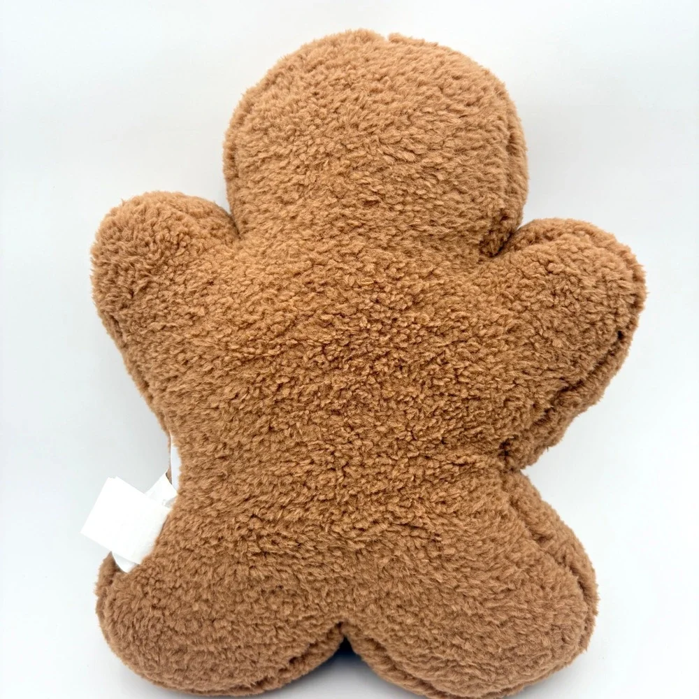 Cupcakes and Cashmere Gingerbread Man Plush Pillow Red Bow Buttons Holiday Decor